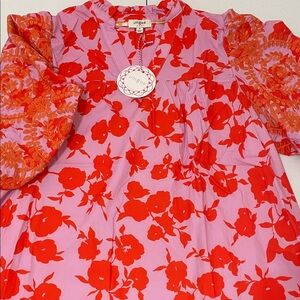 Umgee Red and Pink Floral Top